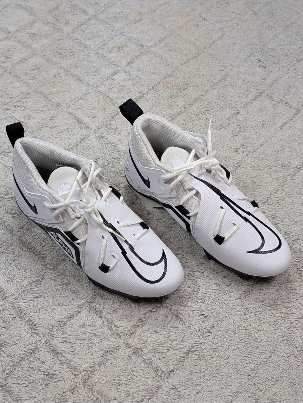 Nike Alpha Menace Pro 3 White Black Football Cleats Mens Sz 11.5 CT6649-100 NEW